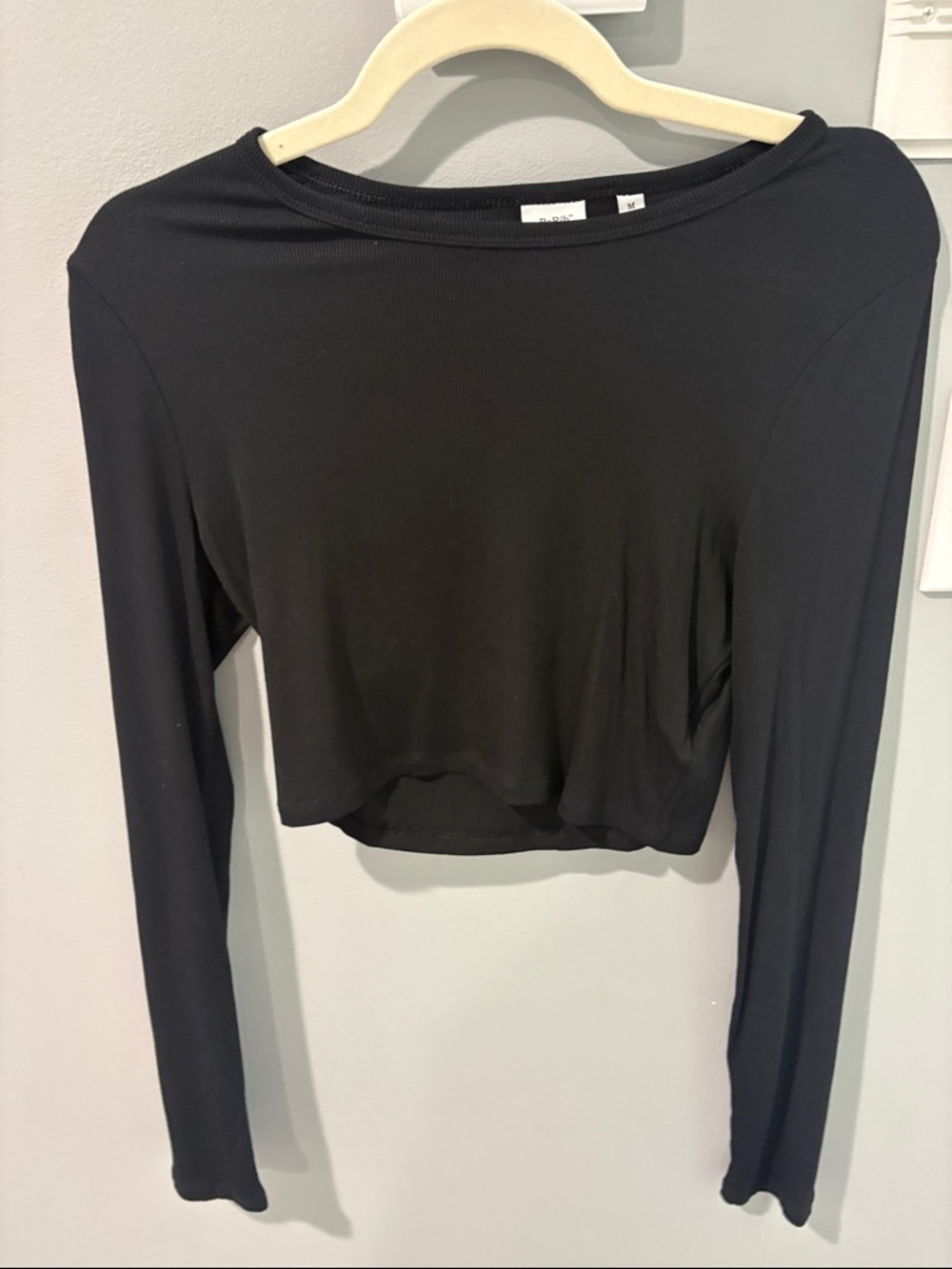Aritzia Black Long-Sleeve Cropped Tee